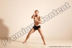 Underwear Martial art Man White Moving poses Slim Short Blond Dynamic poses Academic